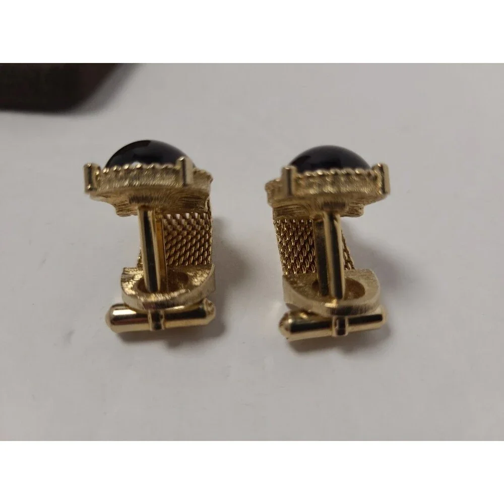 Vintage Swank Brown Lucite Wrap Around Gold Plated Cuff Links